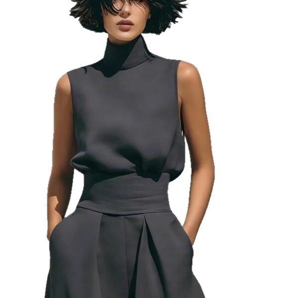 Womens Simple Cotton-Linen Blend Sleeveless Top And Wide-Leg Pants - Image 10