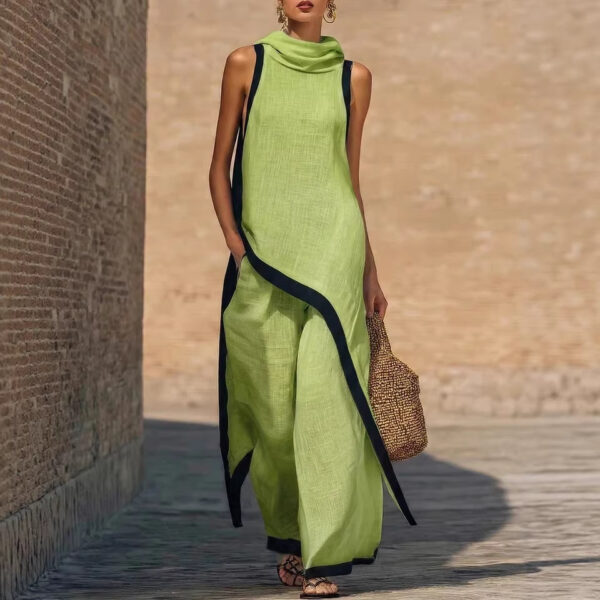 Irregular-cut Hooded Sleeveless Set - Image 2