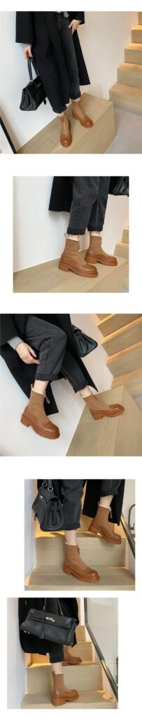 Thickened Front-Zip Ankle Boots Influencer-Style Cotton Shoes New Arrival