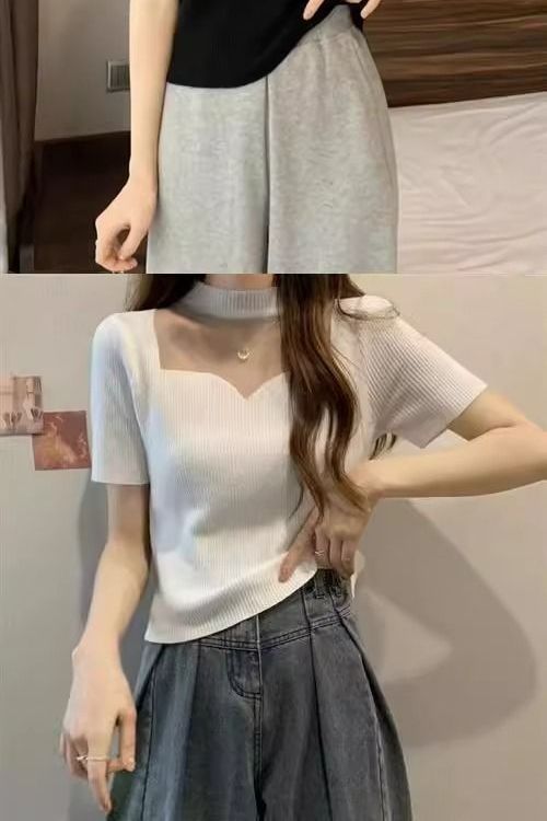 Women's Crew-Neck Short Organza French Top - Image 11