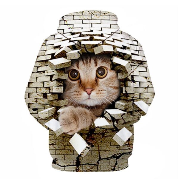Couples Hoodie With 3D Digital Cat Print - Image 29