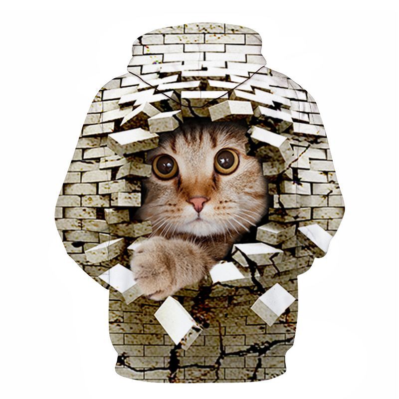 Couples Hoodie With 3D Digital Cat Print - Image 29