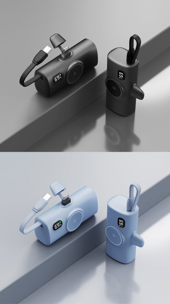 Wireless Magnetic Watch Power Bank With Built-in Cable