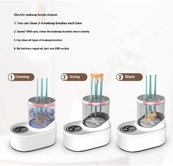 Electric Makeup Brush Cleaner Rechargeable Makeup Brushes Cleaning Tool Automatic Makeup Brush Cleaning Stand Device - Image 14