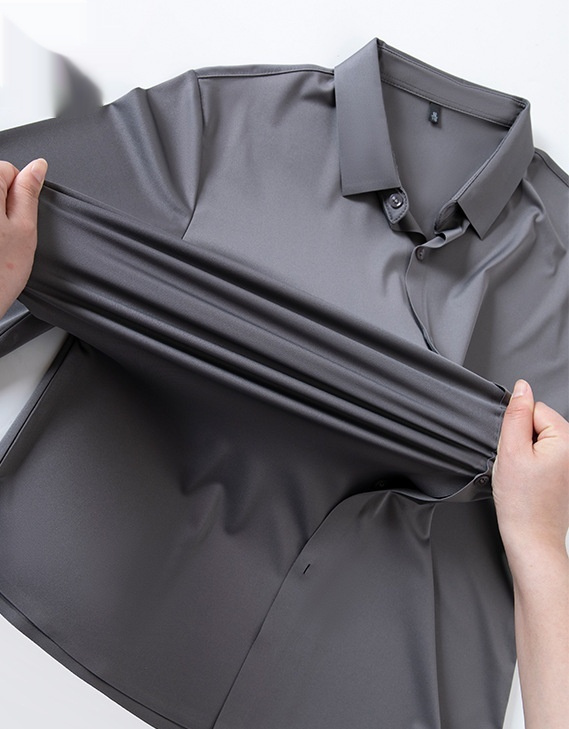 High-elasticity Mens Seamless Wrinkle-free Ice-silk Long-sleeve Shirt - Image 35