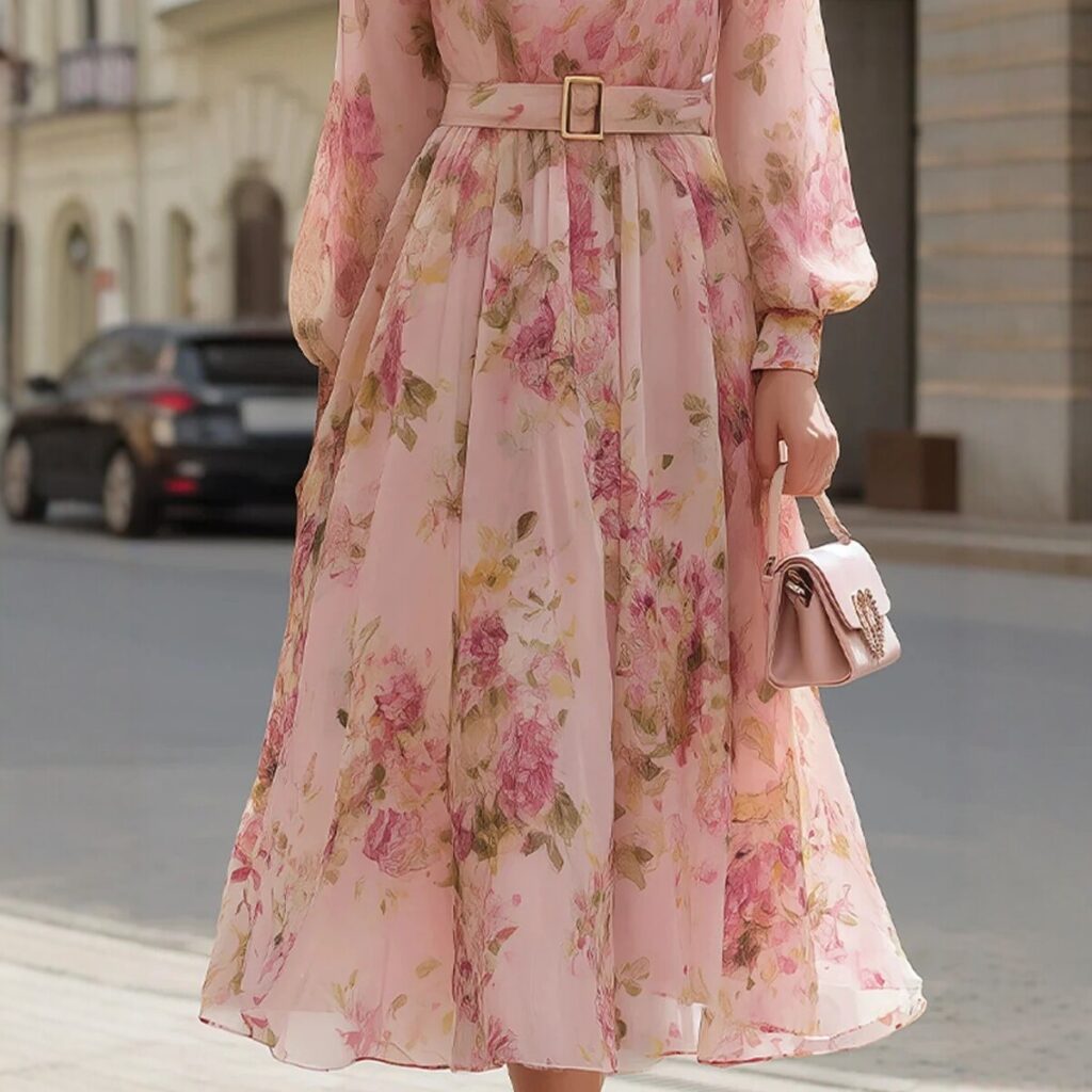 Waist-cinching Lace-up Elegant Chic Maxi Dress