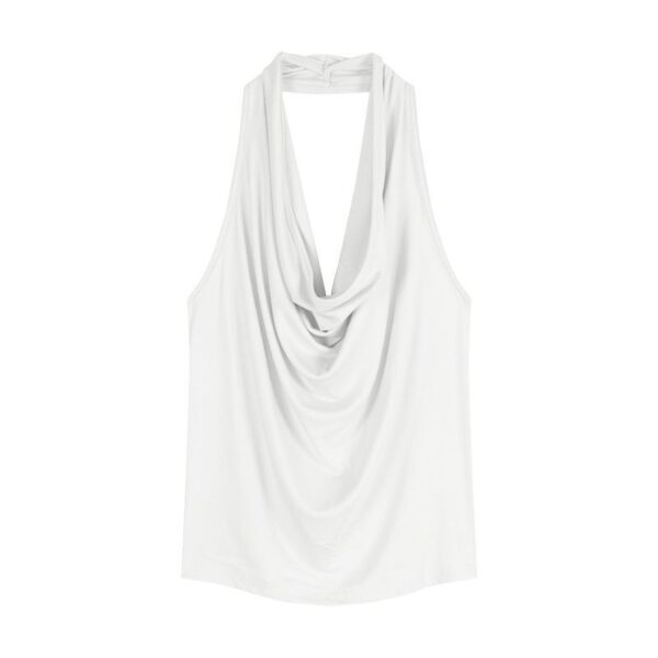 Red Backless Slash-Neck Sleeveless Tank Top Women's Summer - Image 3