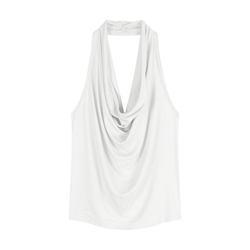 Red Backless Slash-Neck Sleeveless Tank Top Women