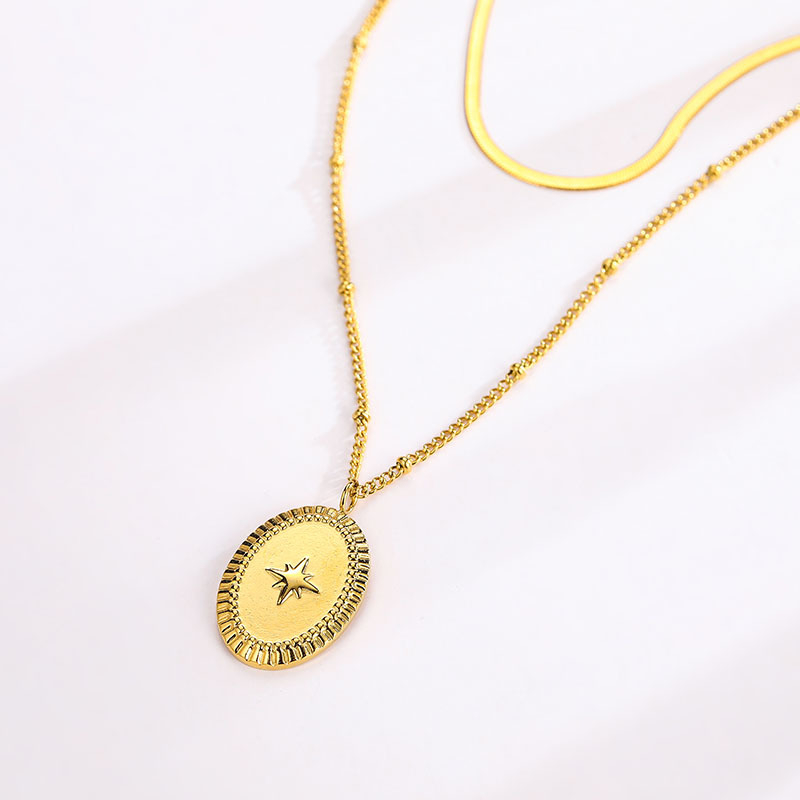 Eight-pointed Star Oval Double-layer Necklace - Image 6