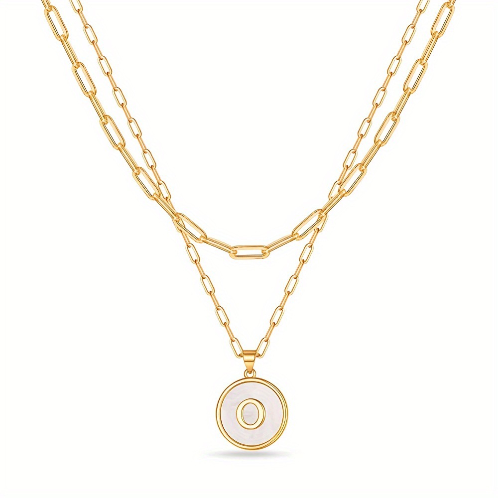 Circular Minimalist 26-Letter Pendant Double-Layer Necklace - Image 26