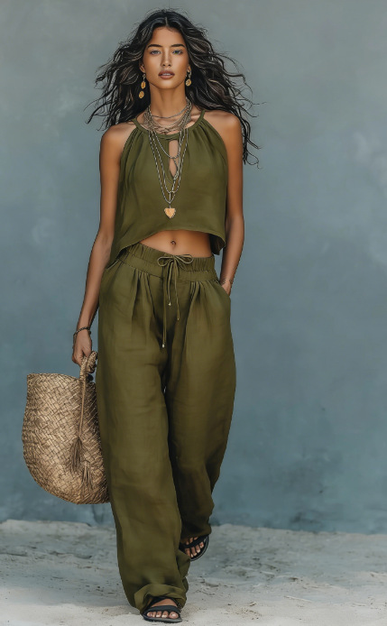Women's Sleeveless Tank Top And Wide-Leg Pants Set - Image 22