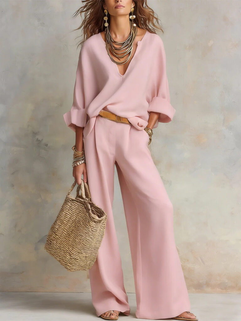 Fashionable Casual Linen Loose Vacation Set