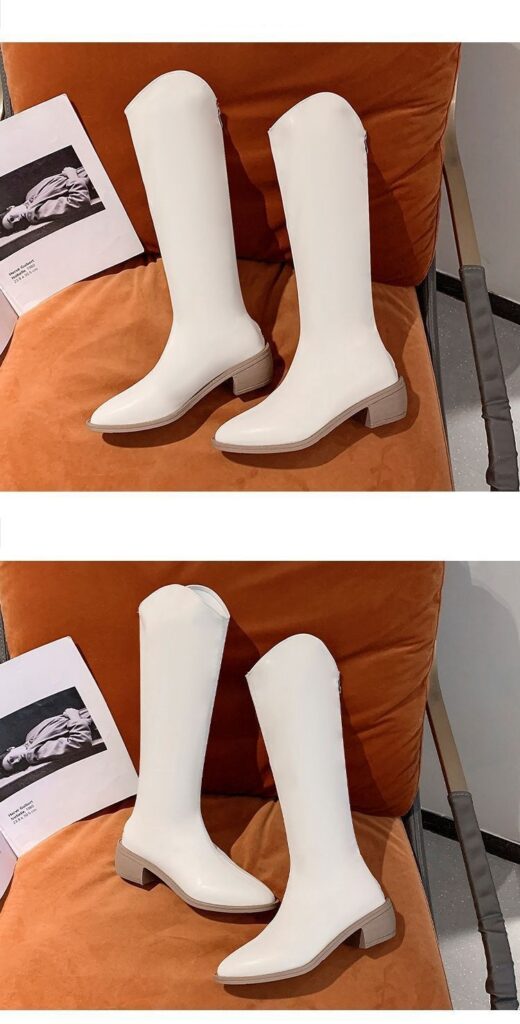 Fleece-lined Tall Chunky-heeled Pointed-toe Over-the-knee Riding Boots