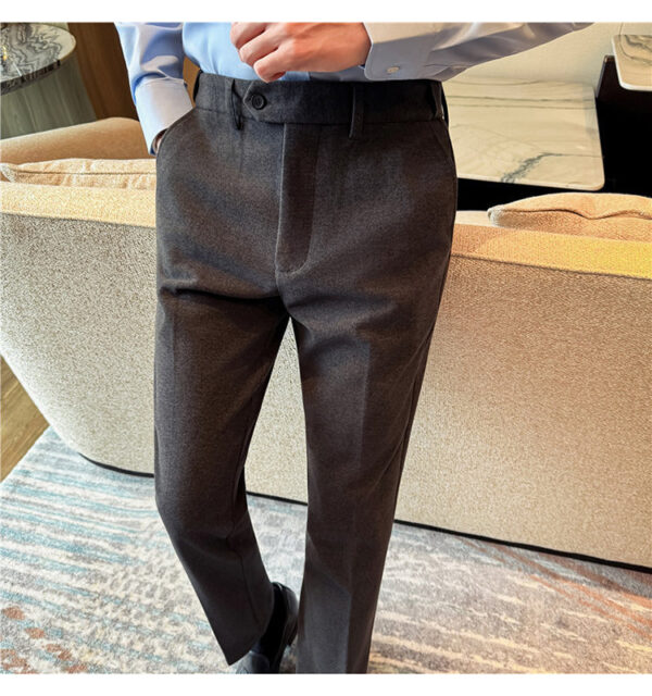 Men's Invisible Elastic Waist Thickened Warm Wool Trousers - Image 9