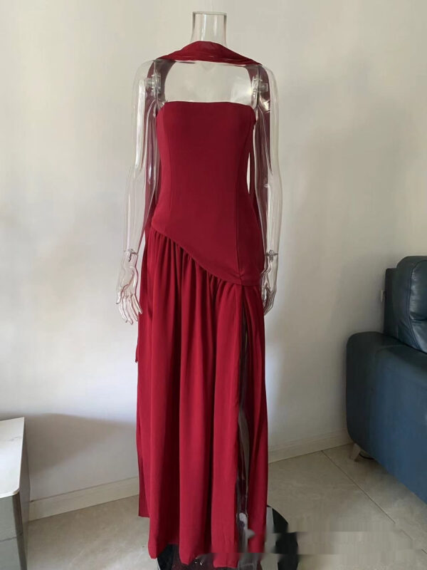 Temperament Contrasting Zipper Tight Dress - Image 15