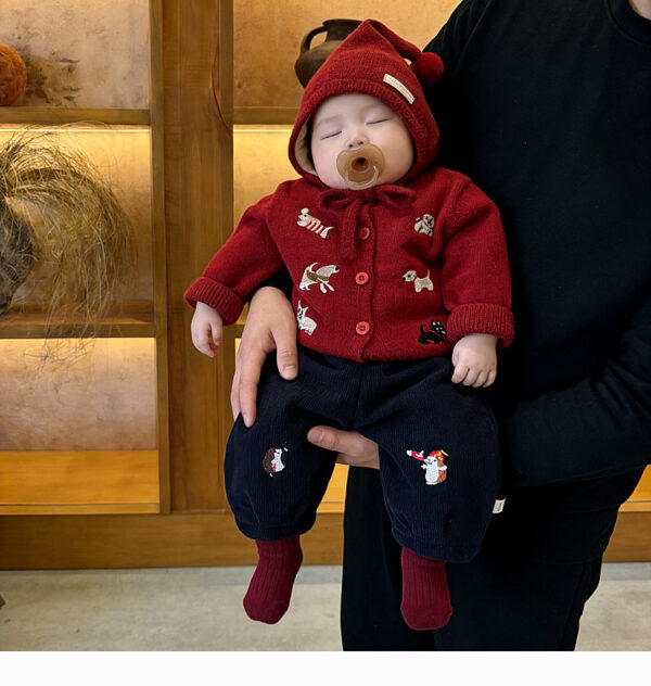Embroidered Knitted Sweater Straight-leg Pants And A Romper - Image 17
