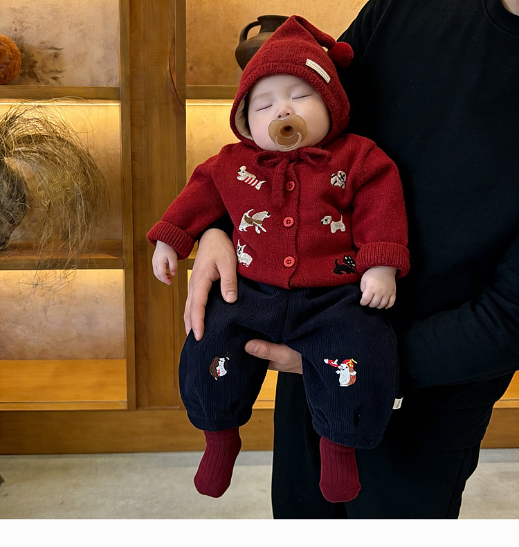 Embroidered Knitted Sweater Straight-leg Pants And A Romper - Image 17