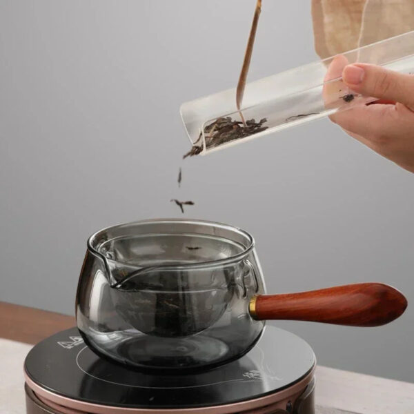 Semi-automatic Rotary Heat-resistant Glass Teapot Lazy Tea Making With Infuser And Wooden Handle Office Home Accessories Kitchen Gadgets - Image 8