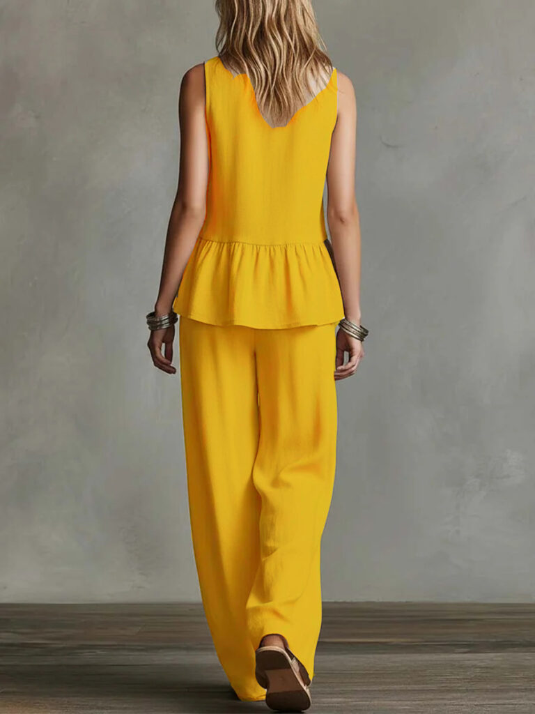 Loose-fitting Top And High-waisted Wide-leg Pants 2-piece Set