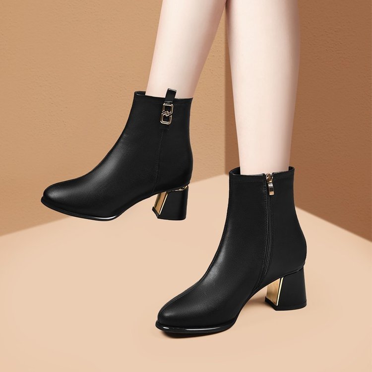 Womens Chunky-heeled Shoes With A Side-zip Design - Image 31