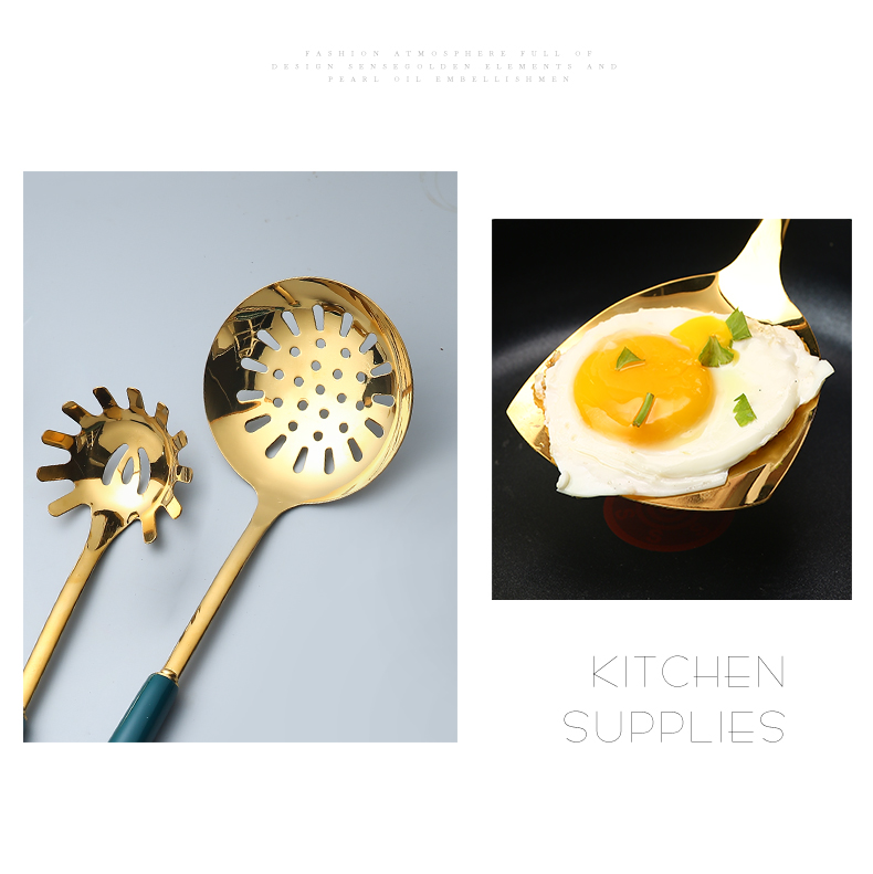 7 PCS Stainless Steel Silicone Kitchen Utensil Slotted Spatula Turner Ladle Serving Spoon Pasta Server Cooking Set - Image 9
