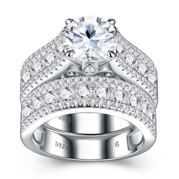 2-carat Luxury Fashion Minimalist Trend Jewelry Silver Ring Set With Top-quality Moissanite, Made Of S925 Silver With Electroplated Platinum. - Image 3