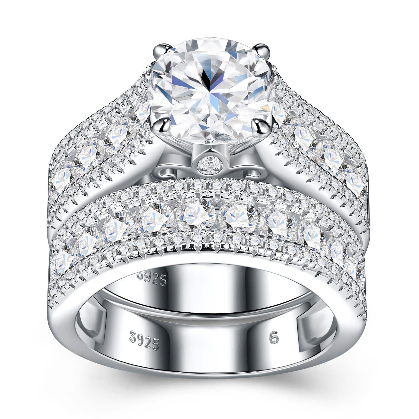 2-carat Luxury Fashion Minimalist Trend Jewelry Silver Ring Set With Top-quality Moissanite, Made Of S925 Silver With Electroplated Platinum. - Image 3
