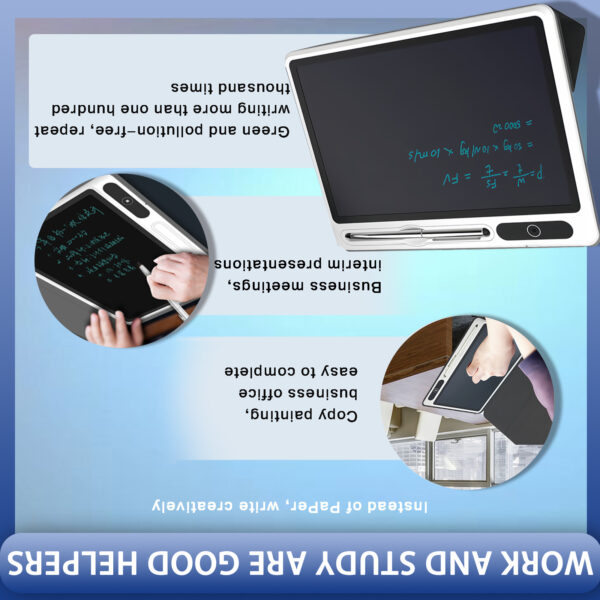 Eye-Friendly Blue-Light Free LCD Writing Tablet, Flip Case Stand Design, One-Clear Erase Portable Paperless Board For Kids Learning & Office Draft - Image 2