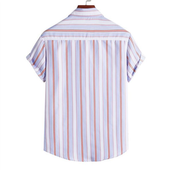 Men's Striped Fashionable Loose Short-Sleeve Shirt - Image 22