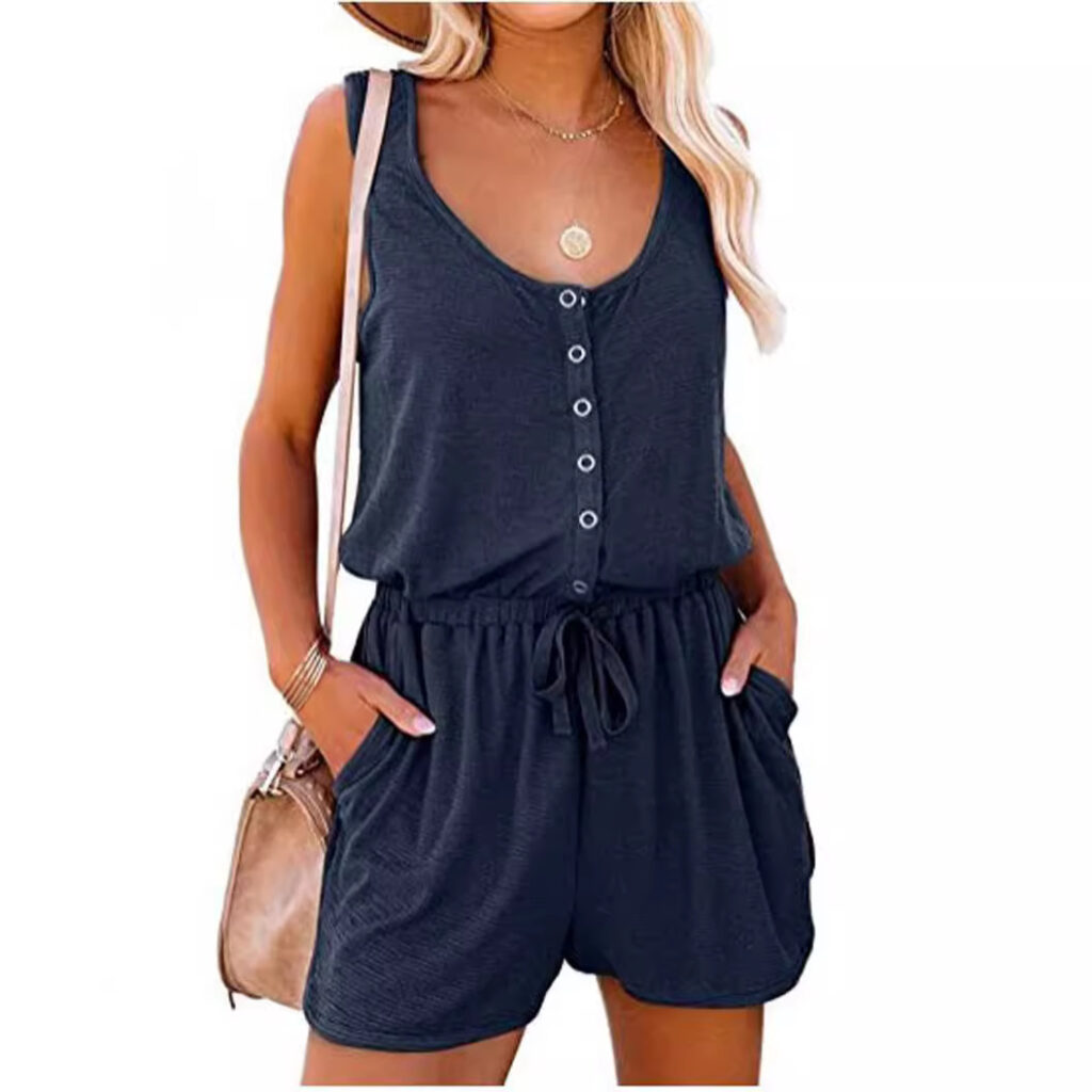 Sleeveless Jumpsuit Waist-Cinching Lace-Up