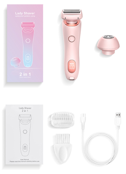 2 In 1 Hair Removal Epilator USB Rechargeable Trimmer Women Body Razor Face Leg Armpit Bikini Hand Pubic Shaver Hair Remover - Image 11