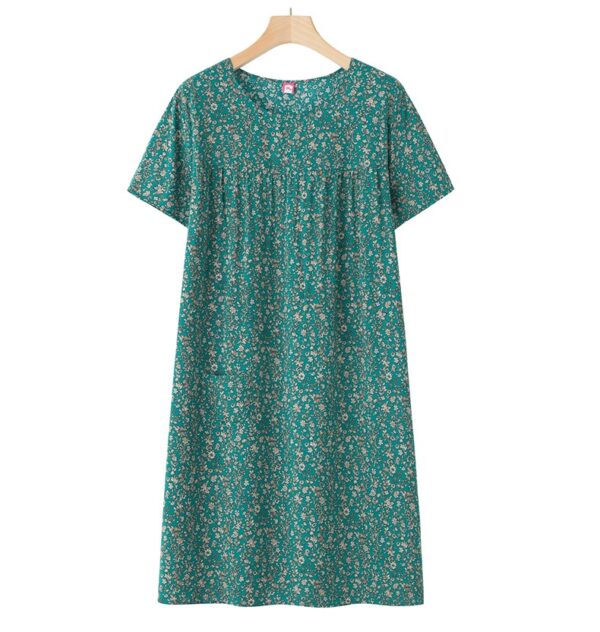Women's Thin Loose Cotton Silk Short-Sleeve Dress - Image 11