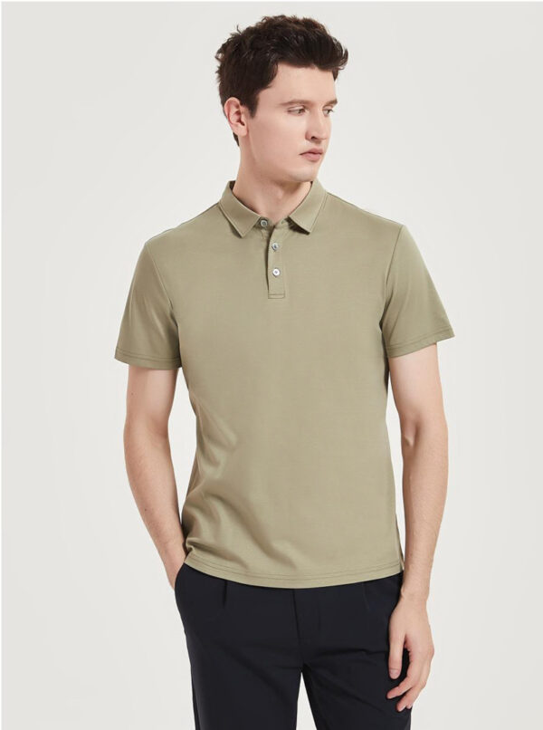 High-end 120-count Double-sided Mercerized Cotton Mens Short-sleeve Polo Shirt - Image 13