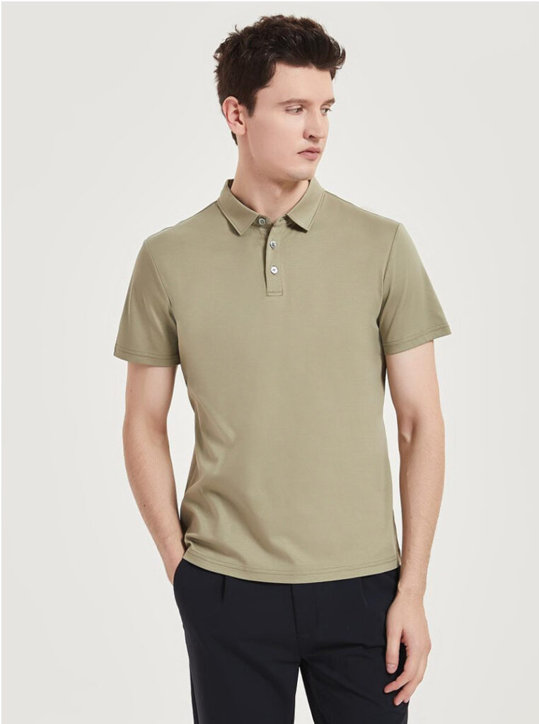 High-end 120-count Double-sided Mercerized Cotton Mens Short-sleeve Polo Shirt