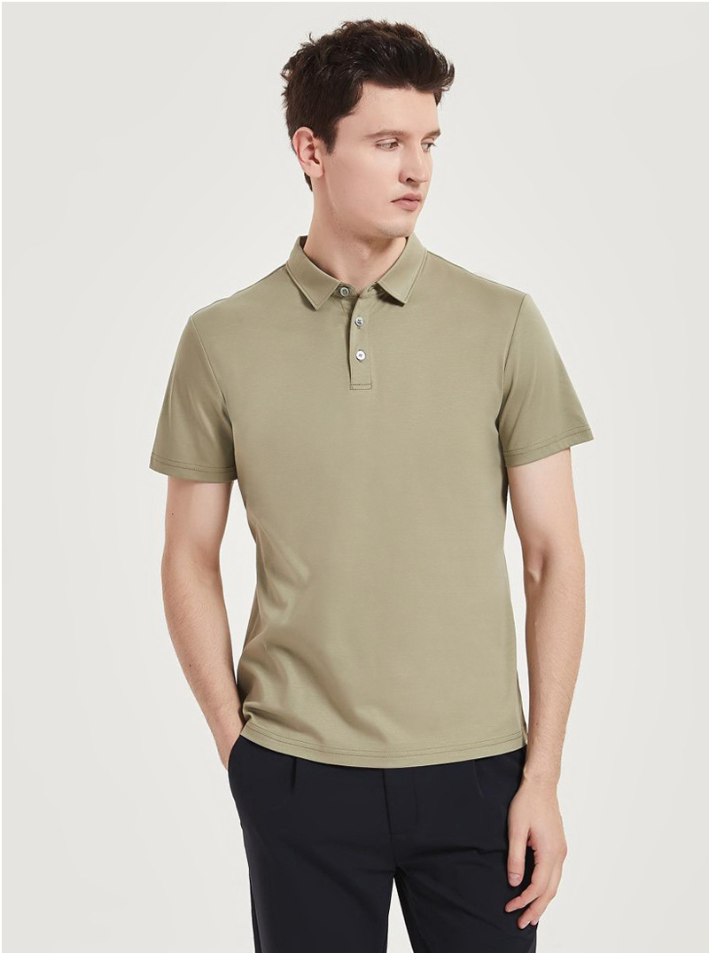 High-end 120-count Double-sided Mercerized Cotton Mens Short-sleeve Polo Shirt - Image 13