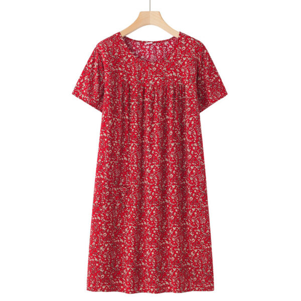 Women's Thin Loose Cotton Silk Short-Sleeve Dress - Image 4