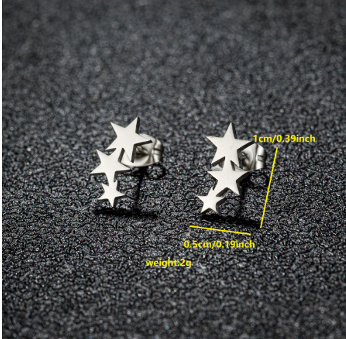 Fashionable Geometric Minimalist Star Earrings - Image 3
