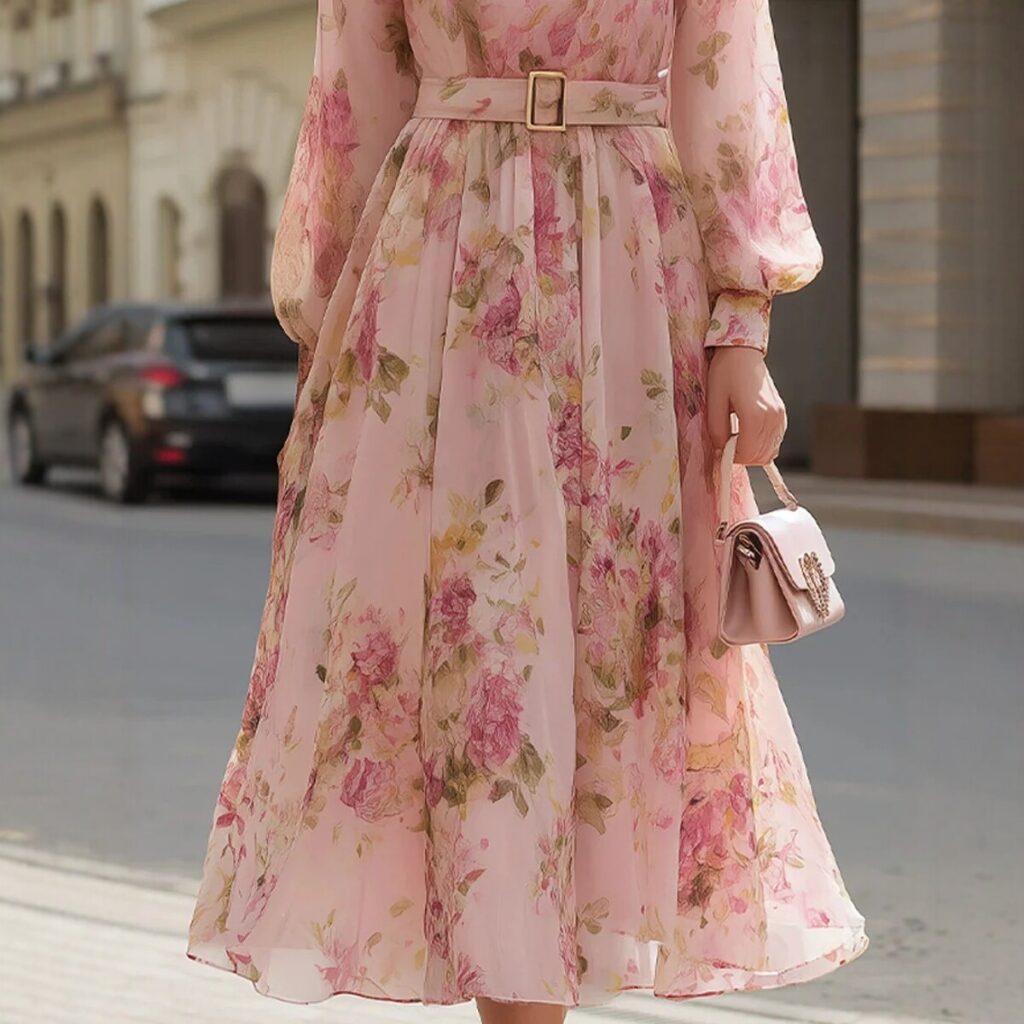 Waist-cinching Lace-up Elegant Chic Maxi Dress