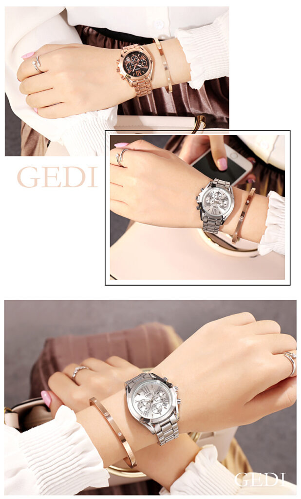 Luxury rose gold women casual watch