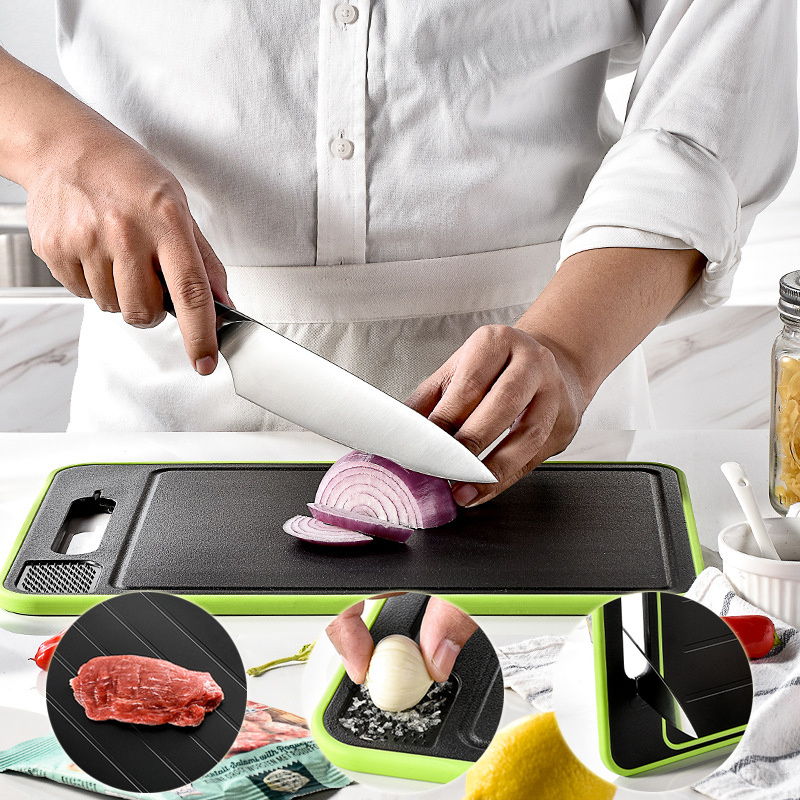 Double-side Cutting Board With Defrosting Function Chopping Board Kitchen Grinding Cutting Board With Knife Sharpener - Image 1