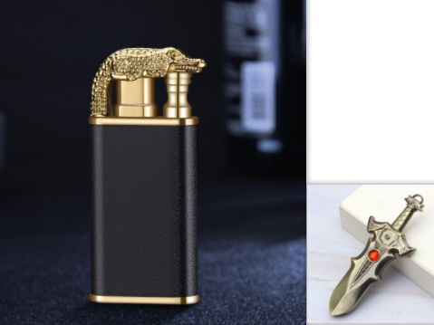 Creative Blue Flame Lighter Dolphin Dragon Tiger Double Fire Metal Winproof Lighter Inflatable Lighter - Image 42