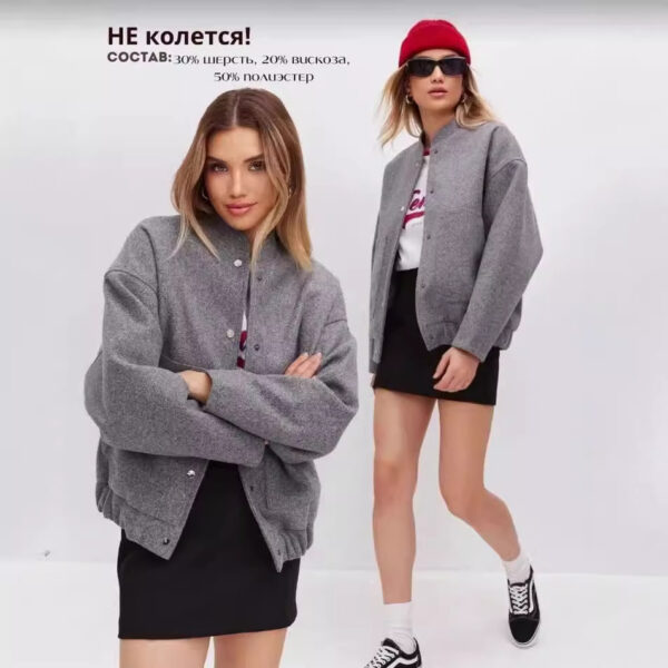 Versatile Pocketed Loose-Fit Bomber Jacket Coats - Image 4
