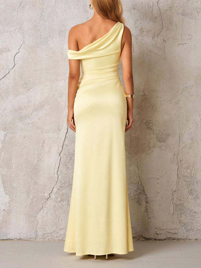 Slant-shoulder Figure-hugging Slimming Sexy And Elegant One-shoulder Dress