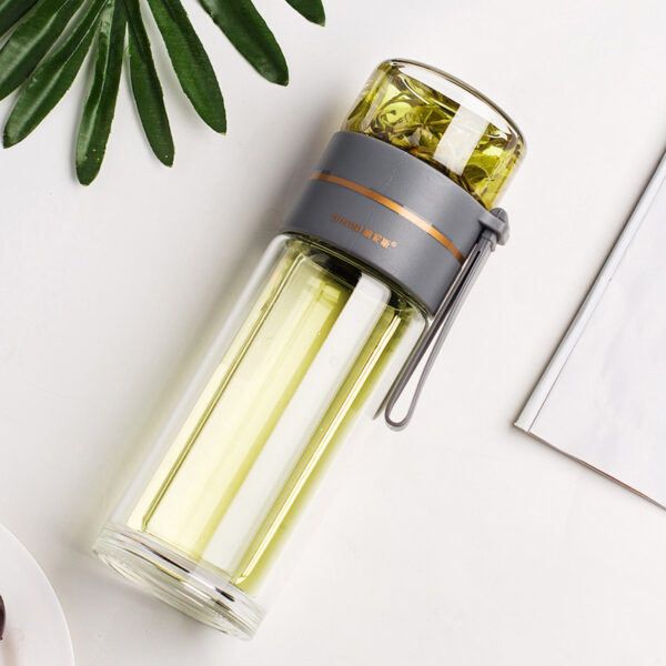 Glass Water Bottle With Tea Infuser Filter Tea Separation Double Wall Glass Bottle Leakproof Water Bottle - Image 26