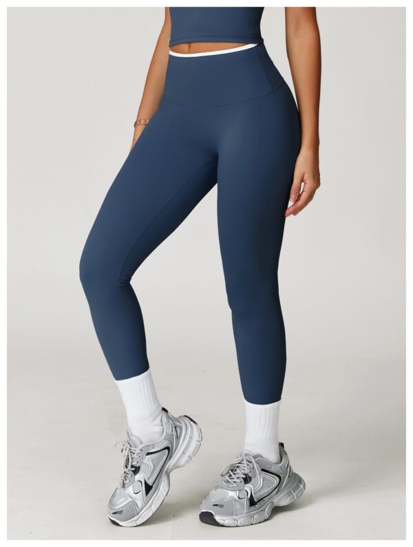 Nude-Feel Yoga Pants High-Waist Contrasting Color Quick-Dry Trousers - Image 17