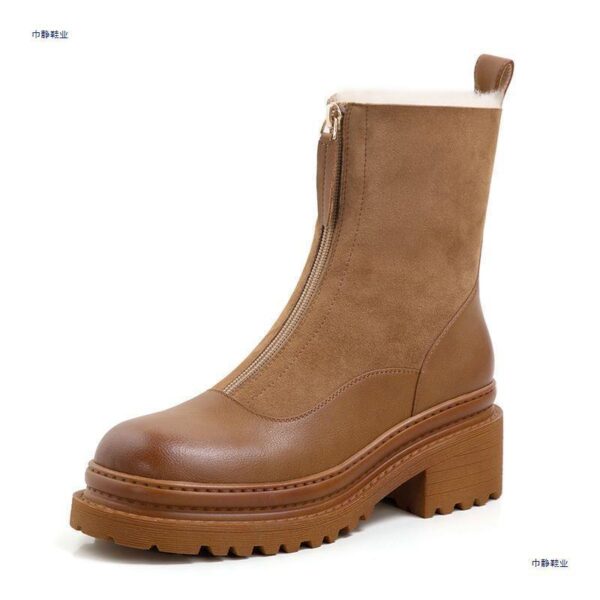 Thickened Front-Zip Ankle Boots Influencer-Style Cotton Shoes New Arrival - Image 3