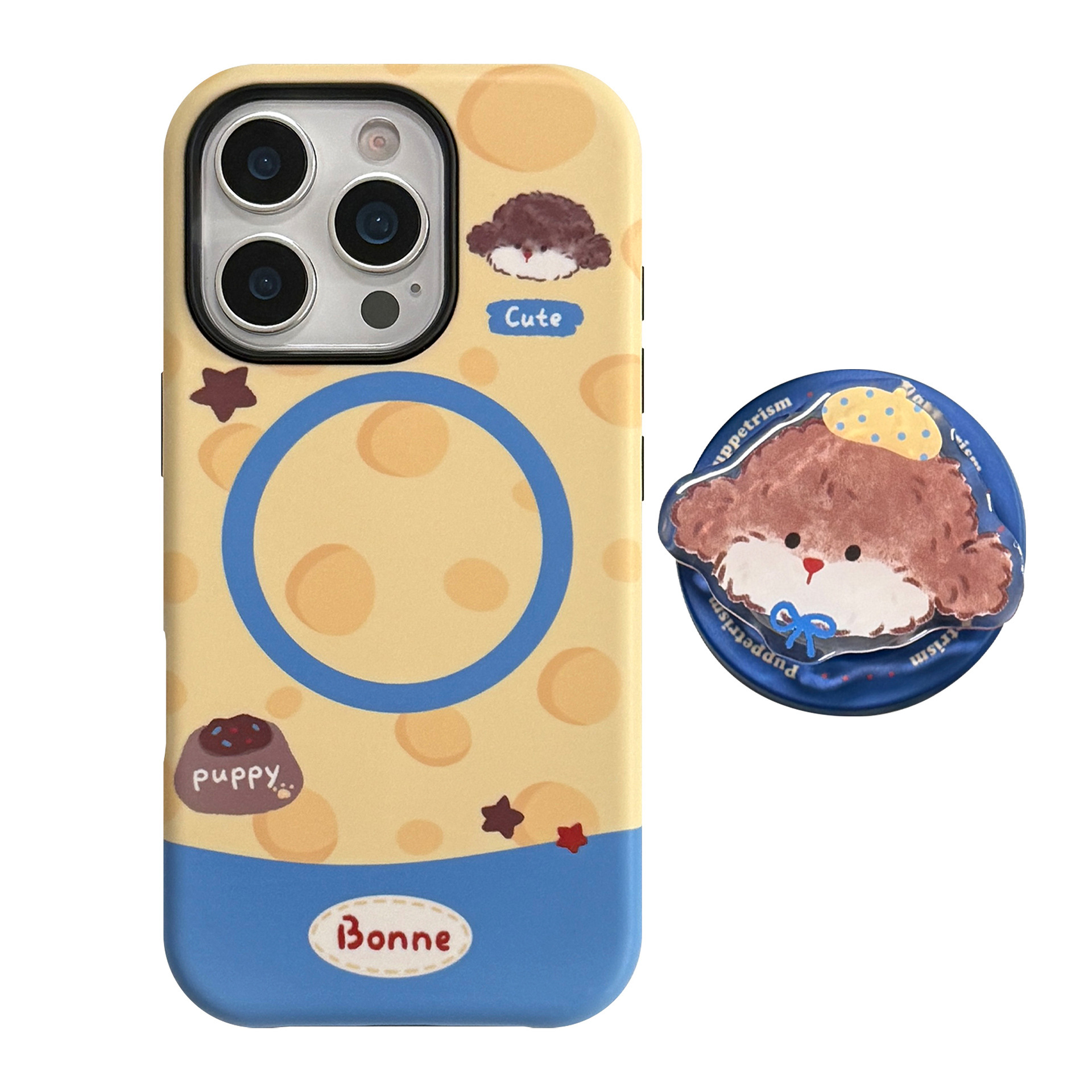 Cheese Puppy Magnetic Holder Phone Case With Cartoon Film Design - Image 2