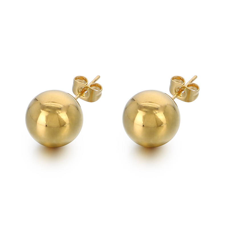 Simple Versatile Titanium Steel Polished Bean-Shaped Round Stud Earrings - Image 6