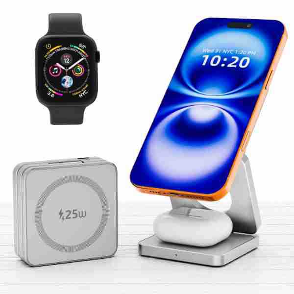 3-in-1 Foldable Magnetic Wireless Charging Desktop Stand - Image 16
