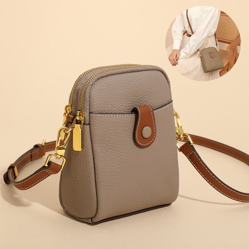 Lychee Pattern Mobile Phone Bag Small High Quality Leather Crossbody Bags For Women Wallet - Image 1